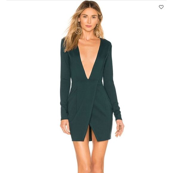 NWT By The Way Jain Deep V Wrap Dress Size S in Emerald Green - Picture 1 of 6